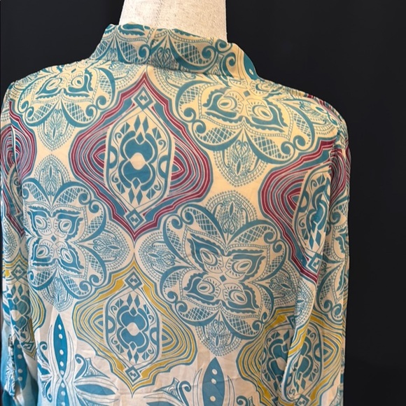 Love, Zoe Patterned Open Front Women's Wrap, size Medium - Picture 7 of 8